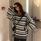 Pofulove Long Contrast Color Striped Sweet Pullover Sweater Sweater Women Sweater Autumn and Winter