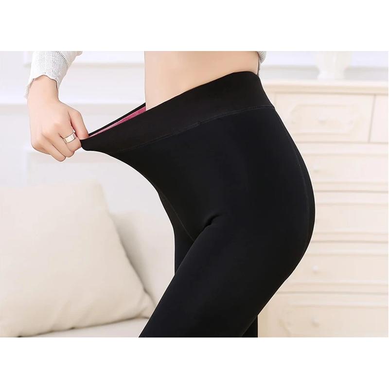 Women's Winter High Waist Leggings Plus Velvet Thick Warm Slimming Trousers High-density Nylon Outer Wear Large-size Slim Elastic Female Leggings