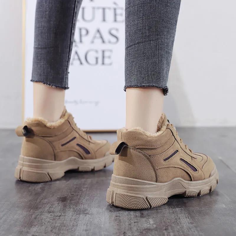Winter Martin Boots Women Plus Velvet Cotton Shoes British Style All-match Warm and Comfortable Non-slip Shoes