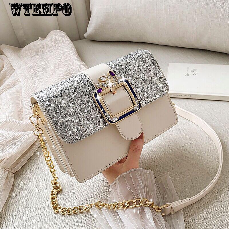 Fashion trend Messenger bag casual shopping street wild sequin chain shoulder bag handbag