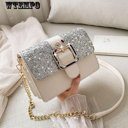 Fashion trend Messenger bag casual shopping street wild sequin chain shoulder bag handbag