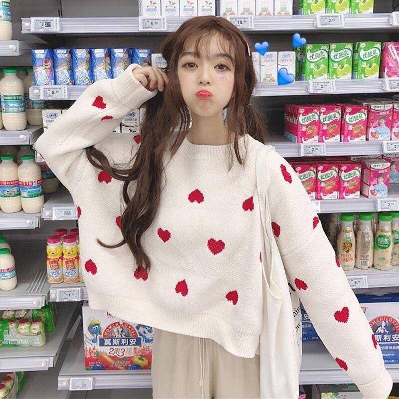 Autumn and Winter Simple Jacket Fashion Loose Casual Sweater Short Female Student Top