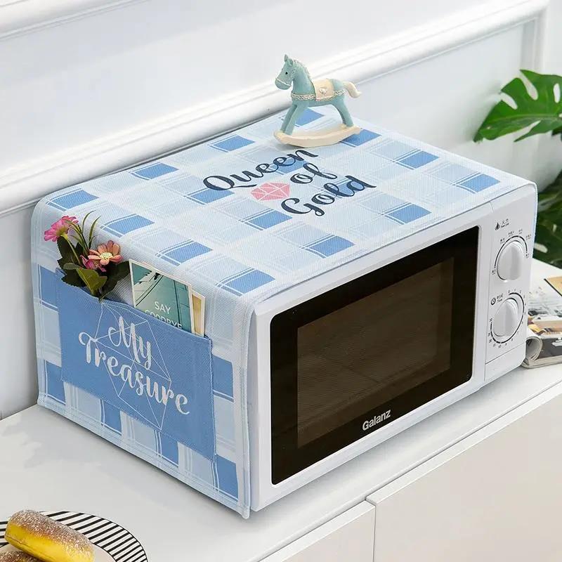 Universal Microwave Oven Cover Cloth Dust Cover with Storage Bag Oily Smoke and Dust-proof Towel