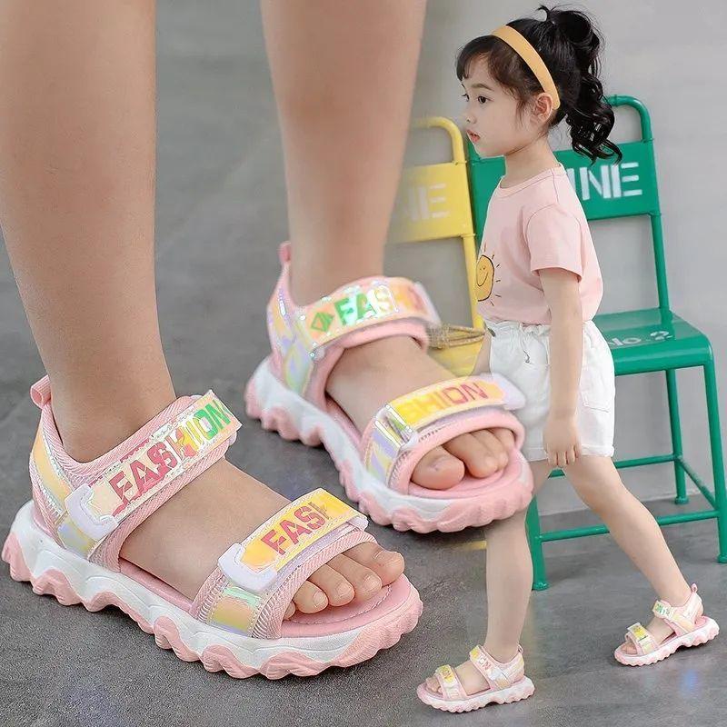 Girls' Sandals  Summer Big Children's Fashion Sports Soft-soled Sandals Little Princess Girls' Shoes Breathable Lightweight