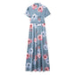 Women Summer Long Dress Vintage Floral Print Elegant Slim Dress Tunic Maxi Dress Female Evening Party Dress