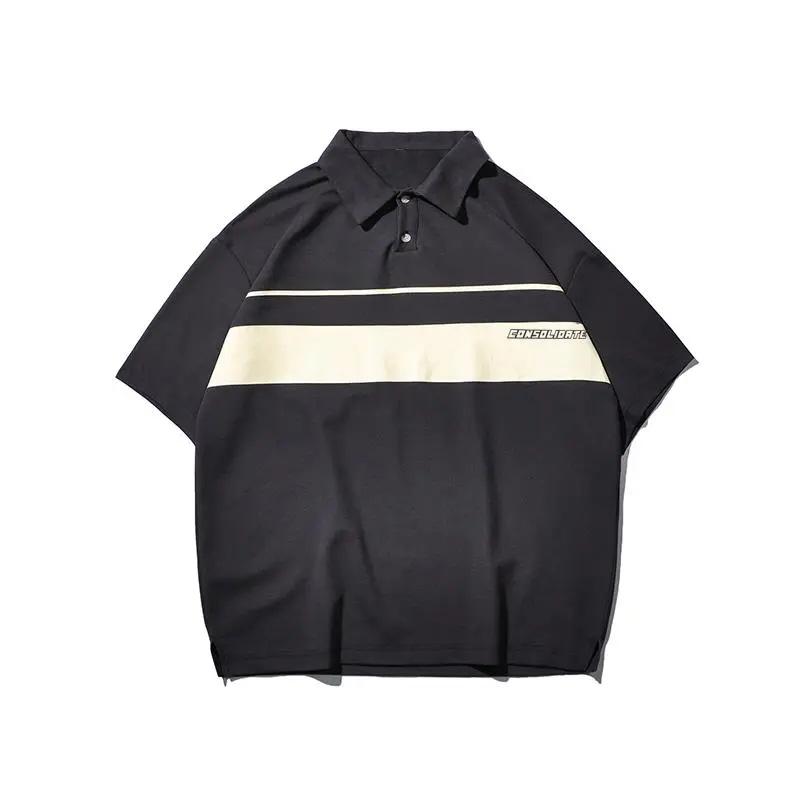 Summer Polo Shirt Short-sleeved T-shirt Boys Loose Casual All-match T-shirt Stand-up Collar Men's Color Matching Ins Top