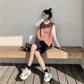 College Style Sweater Vest Women's Round Neck Loose Side Lace Up Knitted Sweater Vest