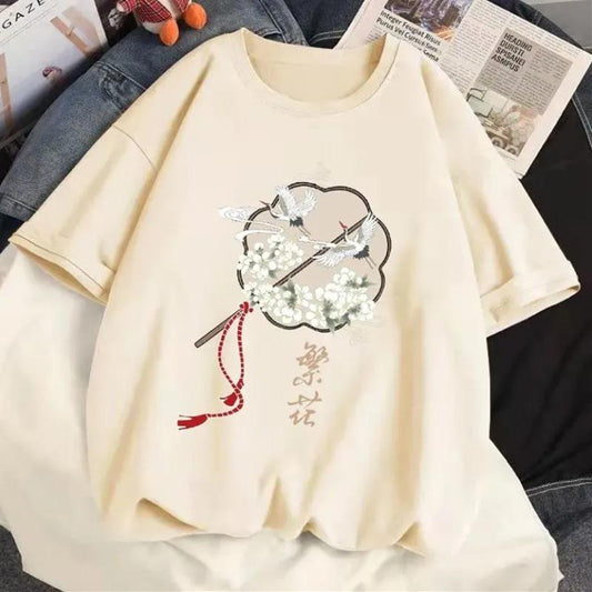 Pure Cotton Round Neck Short Sleeve Large Size Spring and Summer Trend Loose Top Student T-shirt