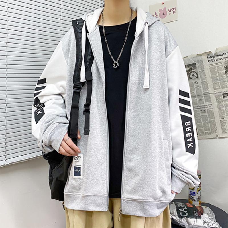 Men's Sweater Autumn Loose Plus Size Hooded Korean Style Trendy Youth Jacket