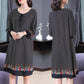 WTEMPO Plus Size Ladies Dress Summer Round Neck Knee-length Chiffon Polka Dot Tassel Printing L-XXL