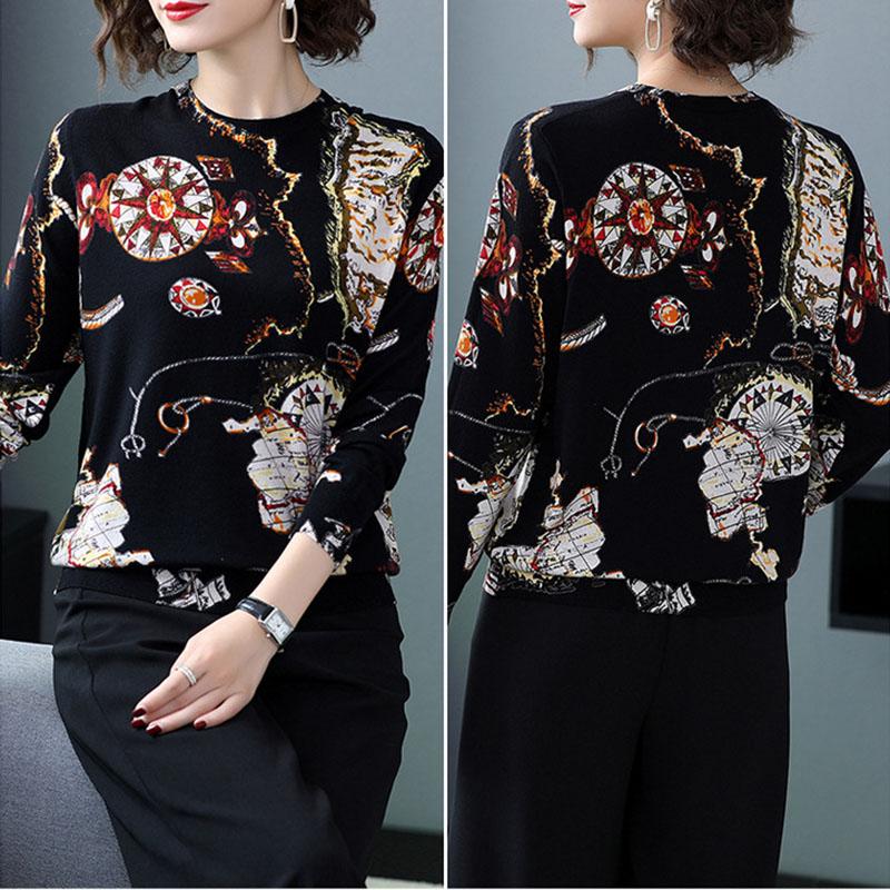 Personalized Printed Sweater Women's O-Neck  Pullover Sweater Knit Bottoming Sweater Autumn Winter Plus Size Wool Blend Jumper Tops Outwear