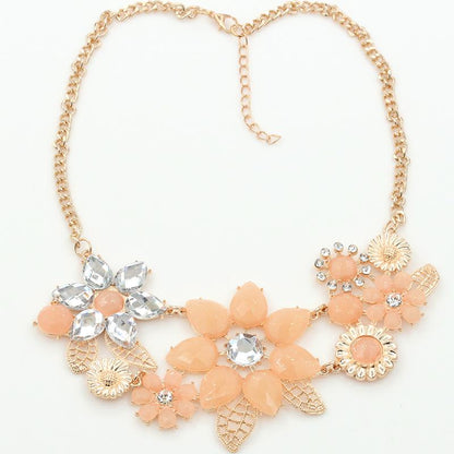 Temperament Flower Gemstone Necklace Gardenia Open Pendant Sweater Chain