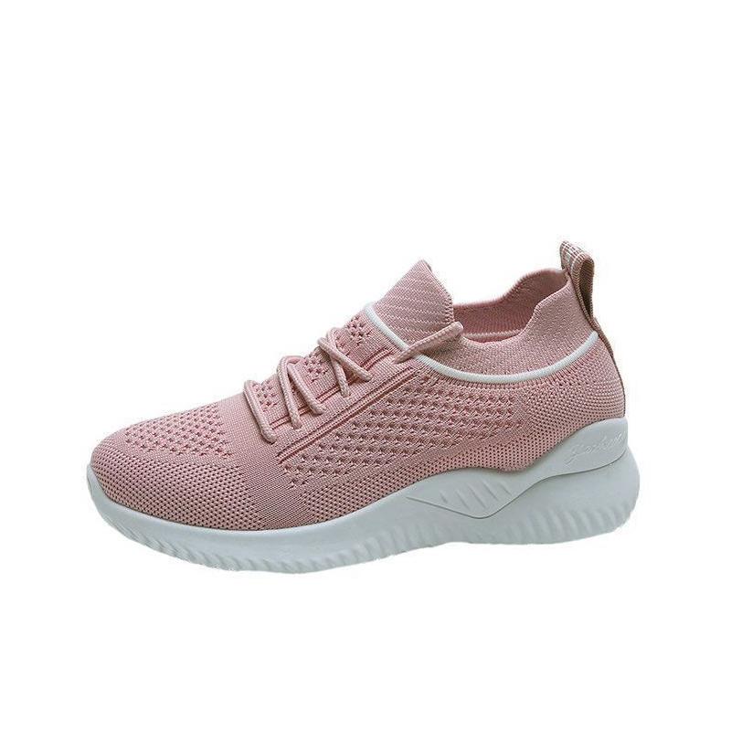 Summer Ladies Mesh Shoes Flying Woven Mesh Sneakers Breathable All-match Casual Lightweight Soft-soled Running Shoes