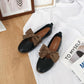 Loafers Flat Round Toe Single Shoes Women Shallow Mouth Flat-heeled Soft-soled Peas Shoes Sweet Bow Work Shoes Comfortable and Light