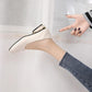 Women's Thick-heel Casual Shoes Mid-heel Pumps Professional Work Shoes Low-top Shoes Leather Shoes Mother Shoes