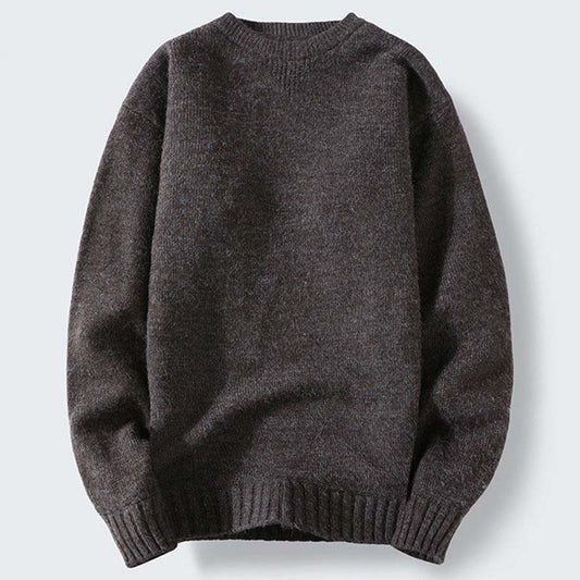 Autumn and Winter Round Neck Sweater Men's Plus Velvet Thickening Sweater Youth Student Pullover