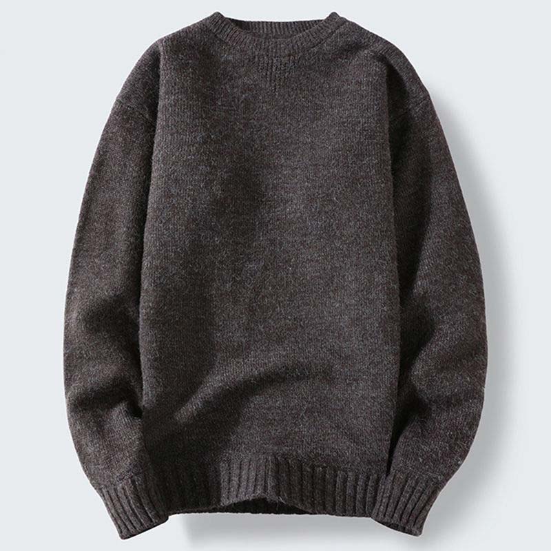 Autumn and Winter Round Neck Sweater Men's Plus Velvet Thickening Sweater Youth Student Pullover