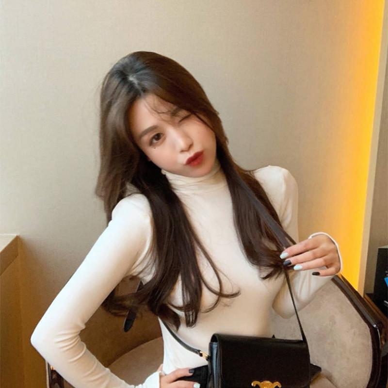 Women's Turtleneck Thick Sweater Decoration Was Thin Bottoming Shirt Ins Winter Plus Velvet