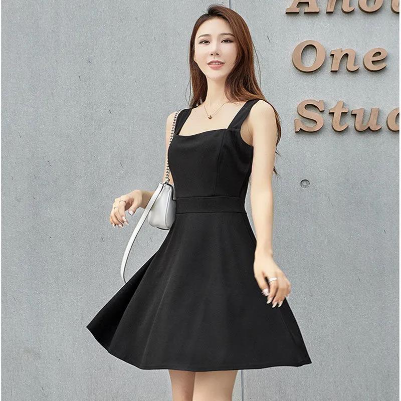 Sling Dress Female Summer Korean Style Slim Sexy Backless High Waist Suspender A-line Dress