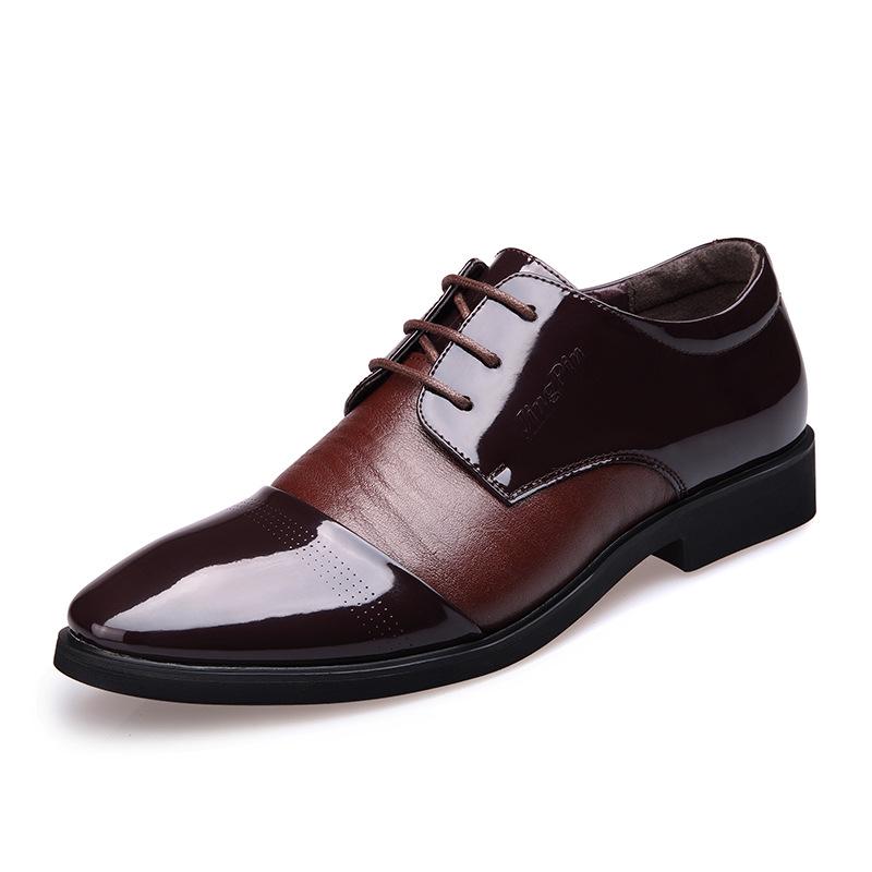 Men's Leather Shoes Business Increased Breathable Dress Shoes Men's Pointed Lace