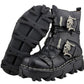Men Genuine Leather Military Uniform Boots Gothic Skull Punk Martin Platform Mid-calf Boots