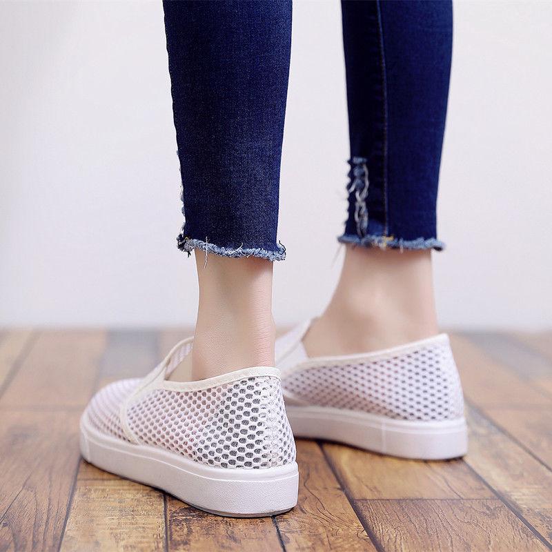 WTEMPO Summer Air White Shoe Surface Female A Pedal Students with Flat Net Movement Leisure Shoes