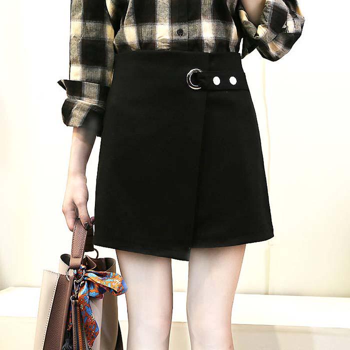 Pofulove S-2XL Women Anti-light Irregular Skirt High Waist Slim Sexy Mini A-line Skirt Hip Skirts