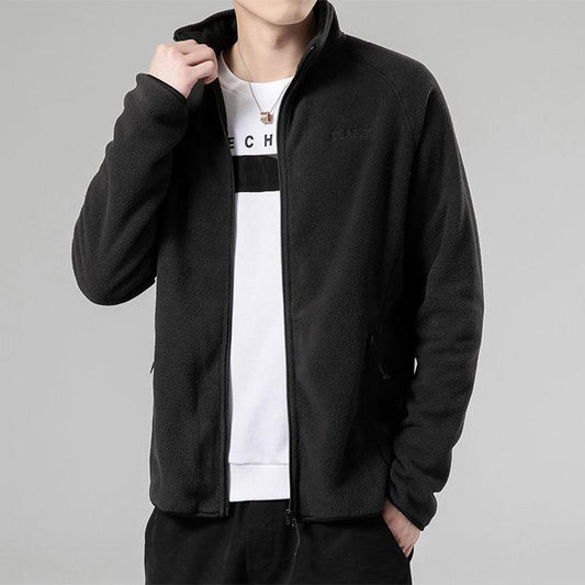 Warm Jacket Men's All-match Casual Loose Thickened Fleece Sports Cardigan Fleece Clothes Simple Men's Warm Short Jacket