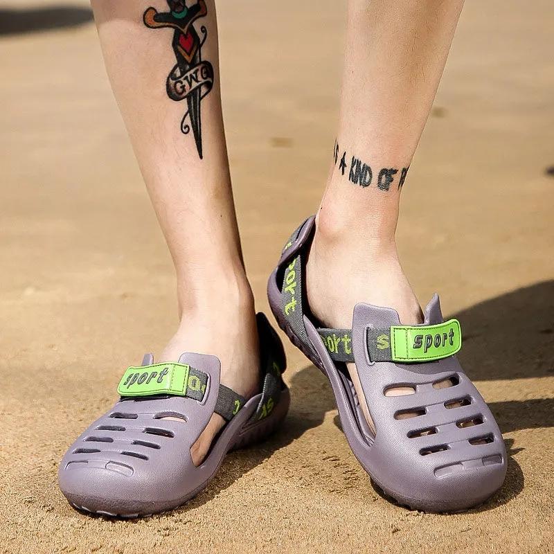 Men's Summer Hollow Hole Shoes Outdoor Beach Shoes Sandals Personality Half Slippers Men's Slippers Flip-flops