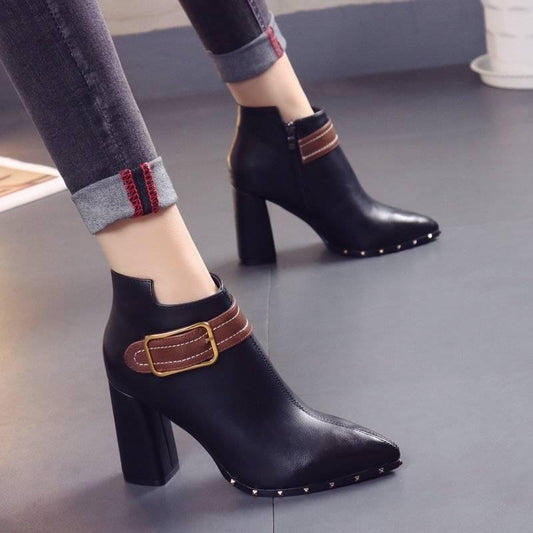 Embroidered Bee Martin Boots Comfortable Bottom Cotton Shoes Thick Heels Short Snow Ankle Boots