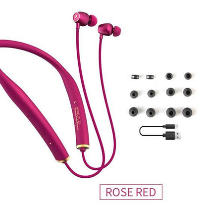New Sports Bluetooth Headset Metal Magnetic Wireless Double Bass In-ear Lug Silicone