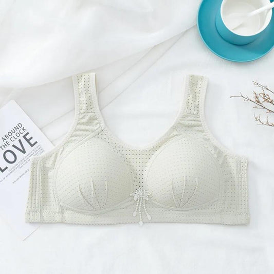 Gathering Adjustable Bra Large Size Thin Women's Bra Without Steel Ring Comfortable Anti-sagging Simple Natural Anti-glare Hollow Bra