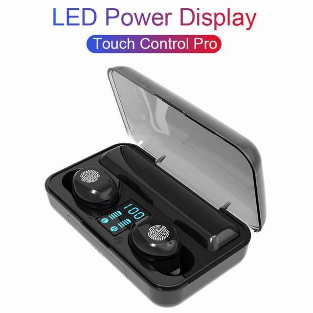 TWS 5.0 Bluetooth 8D Stereo Earbud Wireless Waterproof Earphones 2000mAh LED Power Bank Phone Holder