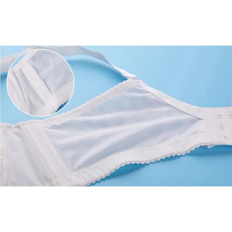 Women's Comfortable Embroidered Underwear Adjustable Bra for Big Breasts Sexy Lace Mesh Floral Gather Straps Brassiere Full Cup Pad Solid Underwear