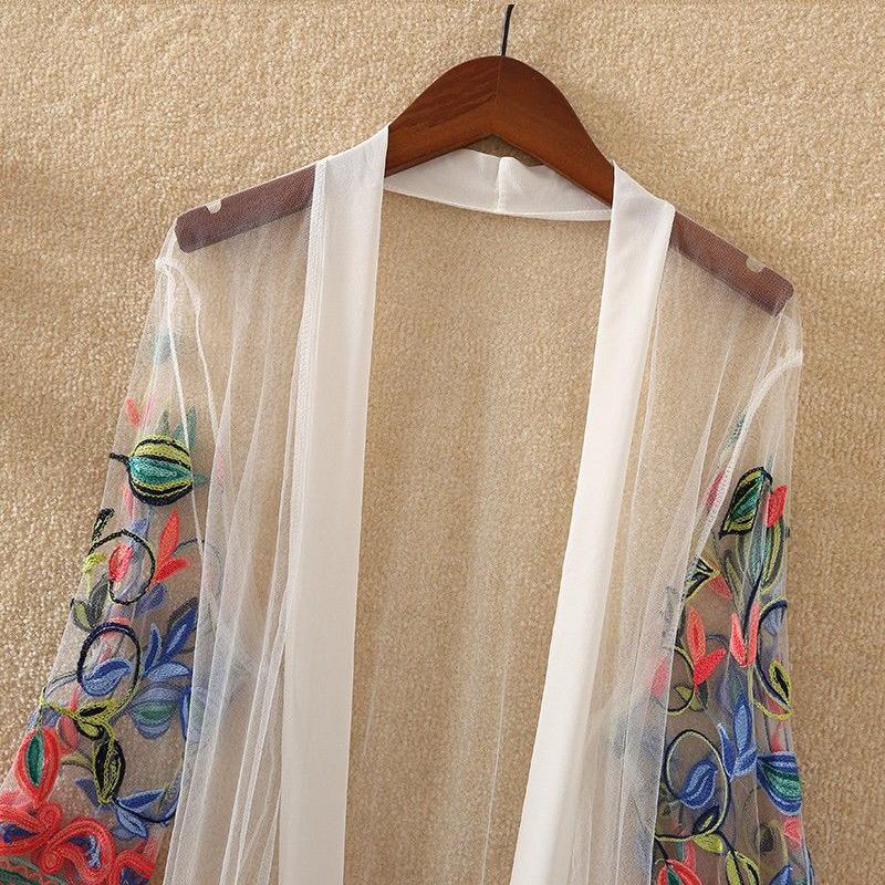 Women's Ethnic Style Loose Outer Chiffon Cardigan Thin Beach Mid-calf Length