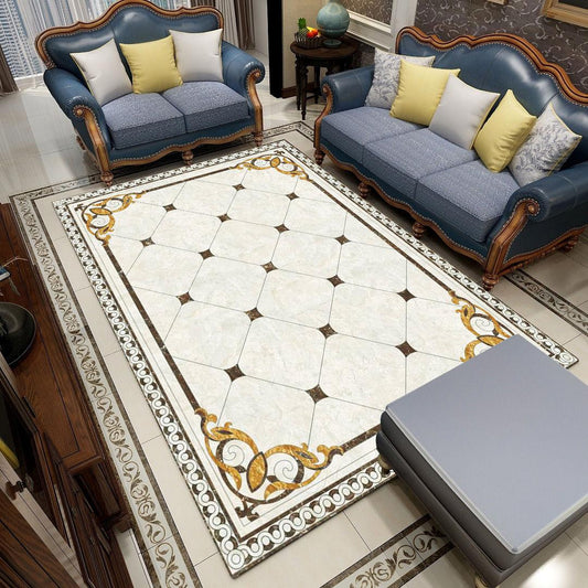 European Style Living Room Carpet Marble Pattern Bedroom Bedside Blanket Household Square Floor Mats