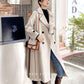 Fashion Women's Mid-length Woolen Coat Knee-length Waist Hepburn Style Thick Woolen Coat