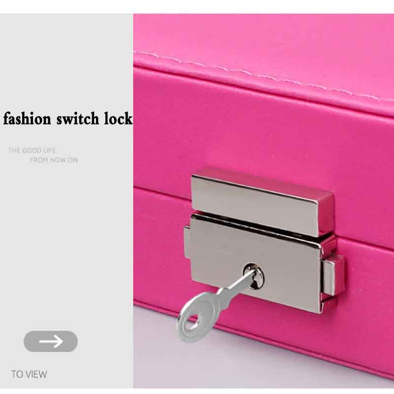 Jewelry Box Leather with Lock European Double Wood Jewelry Storage Box Earrings Ring Necklace Jewelry Storage Box
