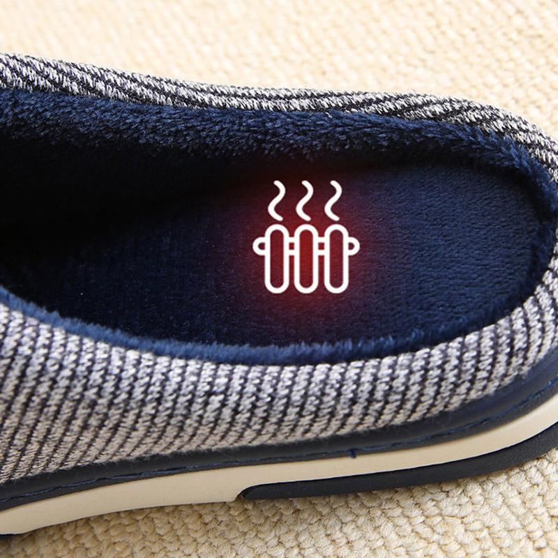 Household Cotton Slippers Men's Home Autumn and Winter Thick Bottom Non-slip Indoor Warm Plush Shoes