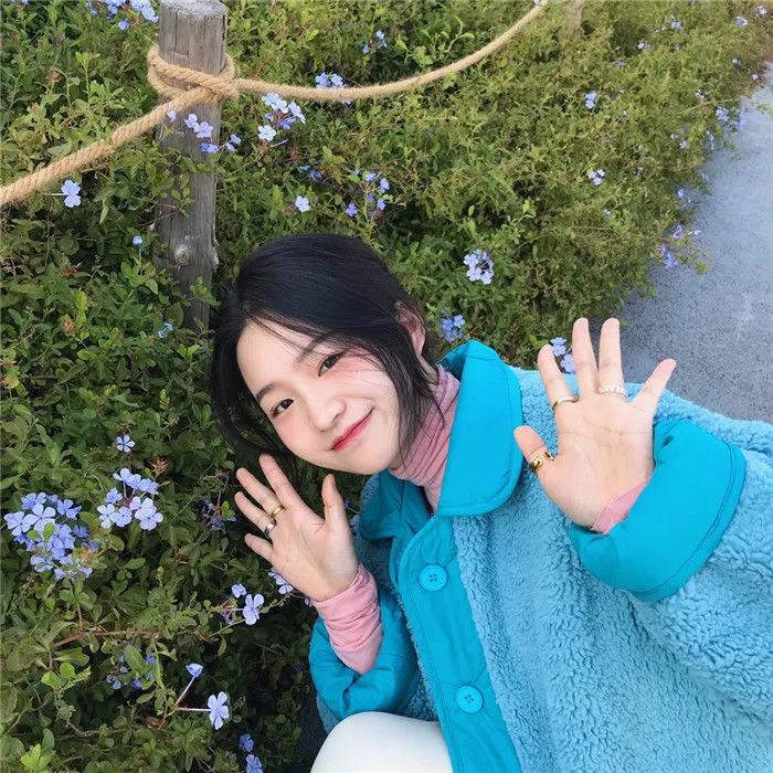 Ice Blue and White Two-sided Coat Women Korean Style Square Collar Loose BF Wind Padded Coat Women