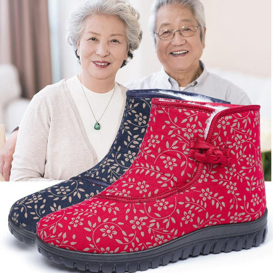 Winter Women's Plus Velvet Warm Soft-soled Cotton Shoes Thickened Non-slip Middle-aged and Elderly Cotton Boots
