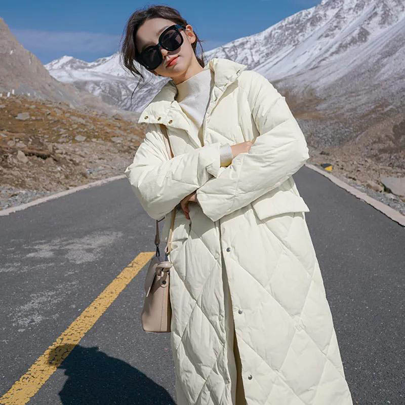 Lingge Cotton Jacket Women Korean Mid-length Winter Hong Kong Style Cotton Jacket