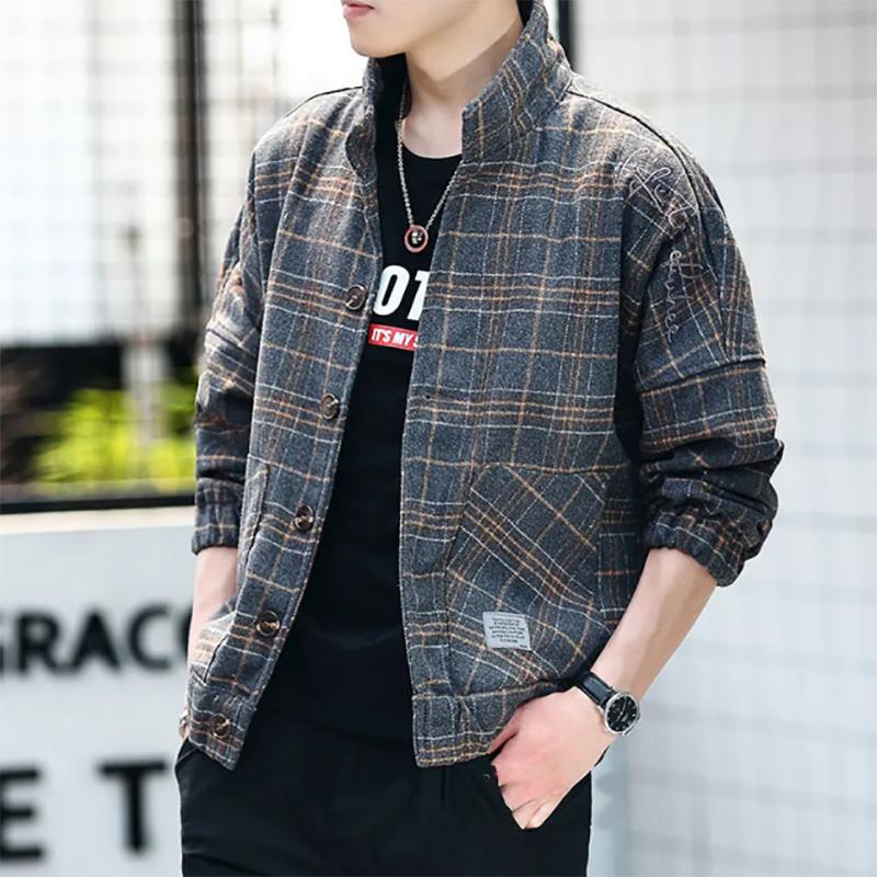 Autumn and Winter Plaid Men's Japanese Jacket All-match Outer Jacket Youth Loose Fashion Jacket