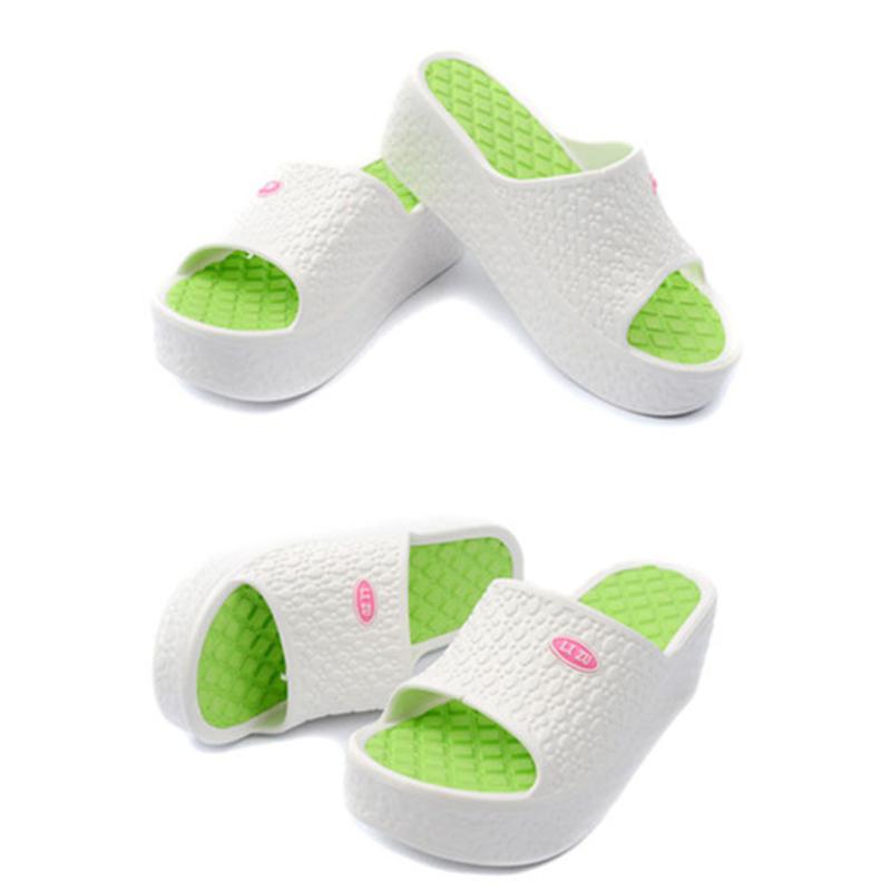Wedge Heel Thick Bottom Women's One-word Slippers Wear Bohemian Plastic Foam Home Bathroom Slippers Ultra-light and Comfortable
