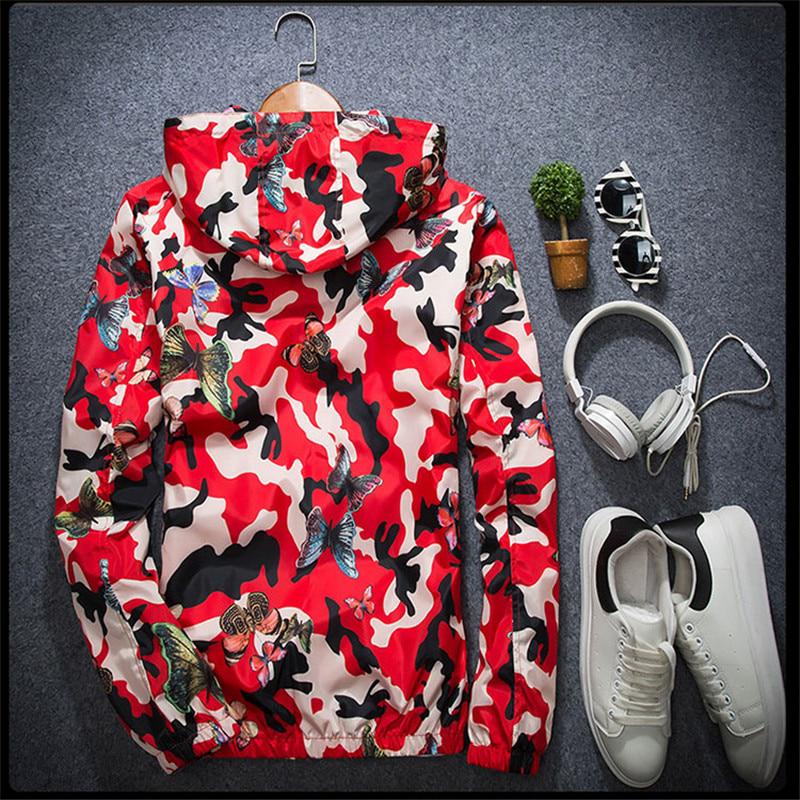 High Quality Women Camo Windbreaker Jacket Thin Female Camouflage Butterfly Windbreaker Coats Hooded