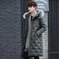 Down Jacket Men's Mid-length Winter Thick Hooded White Duck Down To Keep Warm Korean Style Loose Casual Fashion Big Fur Collar Down Jacket Trend
