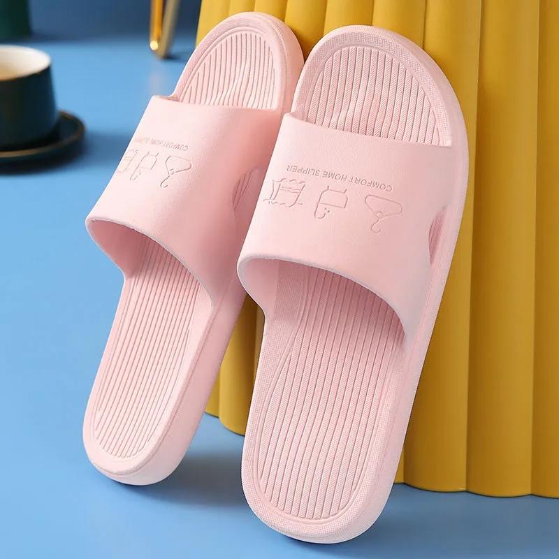 Unisex Large Size Solid Color Non-slip Home Bathroom Slippers Spring Summer Outdoor Casual Flat Slippers