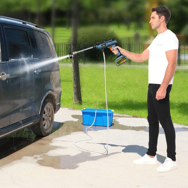 128VF Automatic High Pressure Water Gun Set Lithium Battery Wireless Car Washer Portable Cleaning Tool 10800mAh