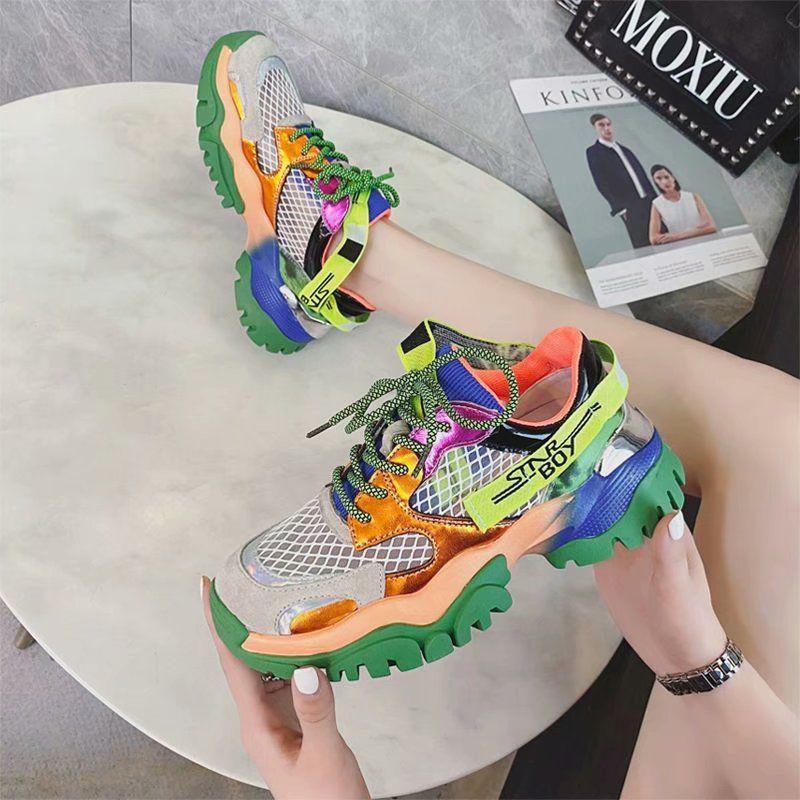 Women's Shoes Summer Mesh Breathable Casual All-match Color Sports Shoes Women's Light Running Shoes