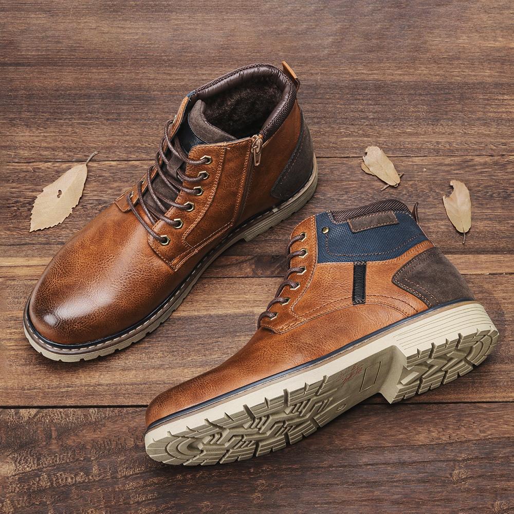 Retro Men's Winter Boots Keep Warm Men's Winter Shoes Are Handsome and Fashionable All-match
